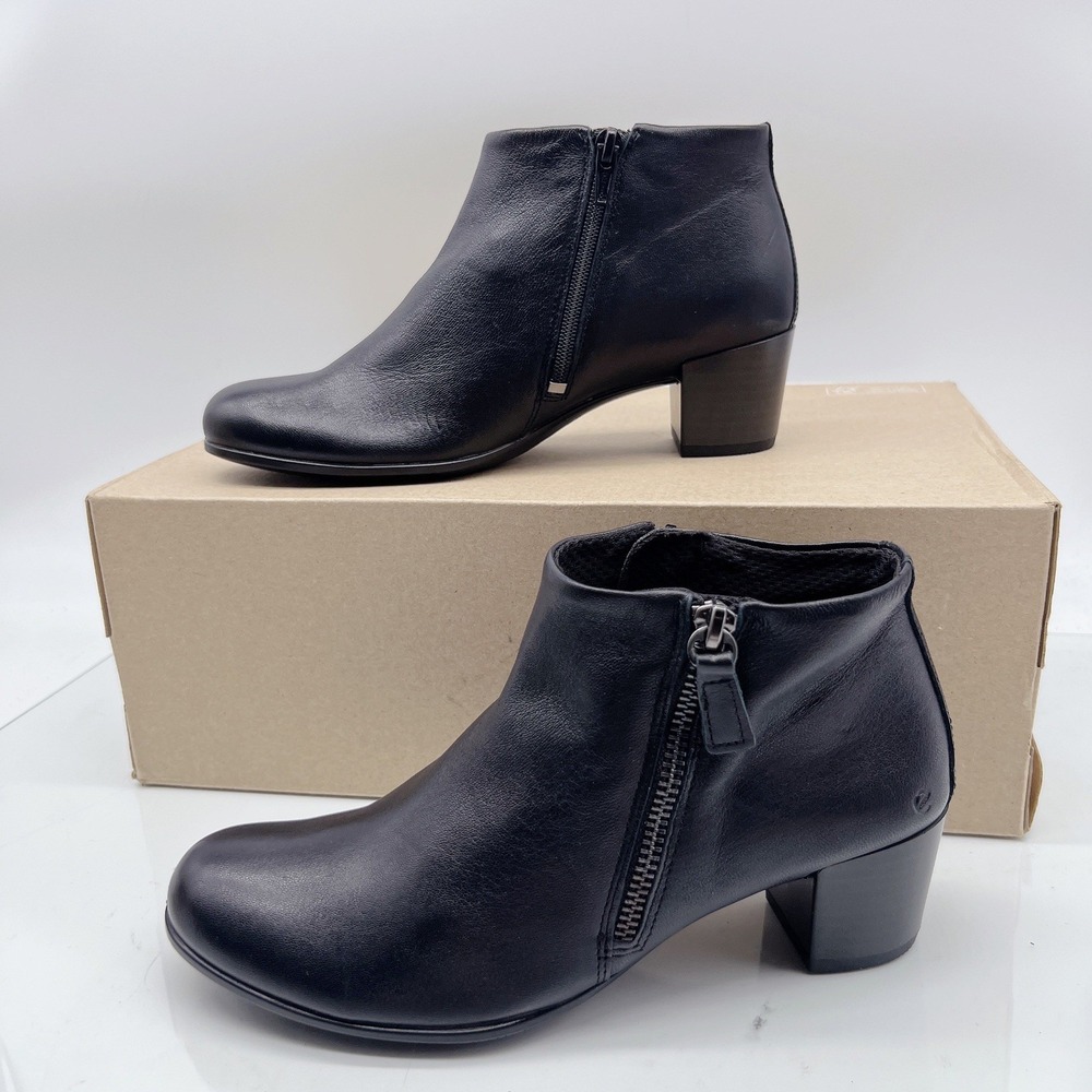 ECCO Shape M 35 Women's Ankle Boots Heel Black Leather Side Zip EU 36 US 6 * NEW - Picture 2 of 11